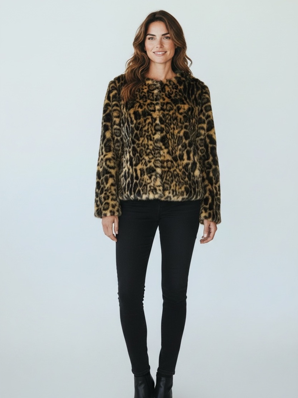 Tahari Animal Print Teddy Jacket